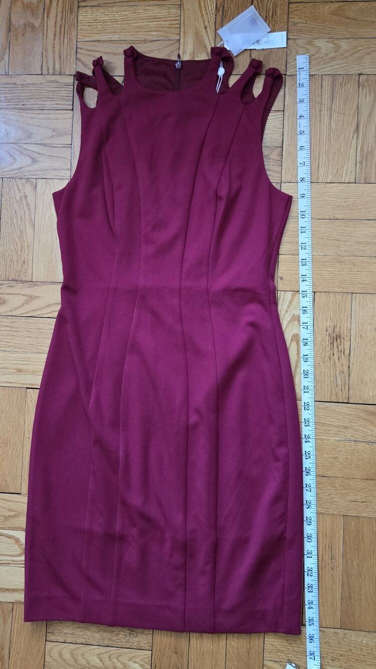 Nwt Trina & Turk Burgandy Office Sleevless Pleated Dress Sz2